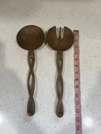 Williams Sonoma Teak Carved Salad Servers. Fixed Price $56.97.