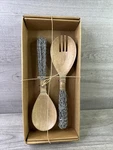 Thirstystone 2 Pc Mango Wood W/wire Handles Salad Server Set New. Fixed Price $30.18.
