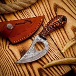 Handmade Damascus Knife 7" Fixed Blade W/ Sheath Camping, Hunting. Fixed Price $22.99.