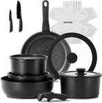 Jeetee Pots And Pans Non Stick 17PCS, Kitchen Cookware Sets With Detachable. Fixed Price $71.99.