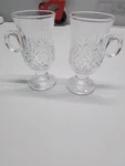 Godinger Dublin Crystal Set 2 Irish Coffee Mugs Cut Diamond Looping Handle. Fixed Price $15.95.