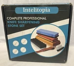 Intelitopia Complete Knife Sharpening Stone Set, New (dmgd Bx). Fixed Price $22.00.