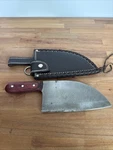Almazan Kitchen Knife With Hand Forged High Carbon Blade Leather Sheath. Fixed Price $75.05.