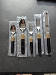 Mikasa Prisma Ebony G4570 Flatware Pc Place Setting Japan Black Gold New Box. Fixed Price $29.99.