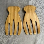 Bamboo Salad Hands Servers Tongs Set Of 2 Natural Wood Kitchen Utensil. Fixed Price $16.50.