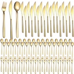 240 Pcs Gold Silverware Set For 80 - Stainless Steel Flatware Cutlery Inc.... Fixed Price $243.23.
