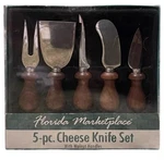 Florida Marketplace 5 Pc Cheese Knife / Tool Set Stainless Steel & Walnut Wood. Fixed Price $18.99.