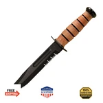 Ka Bar Full Size Usmc Serrated Edge Knife Fixed Blade With Brown Handle Hard. Fixed Price $189.45.