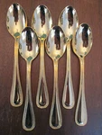 Set 6 Tea Spoons! Vintage Reed & Barton Rebacraft Stainless Dickens Gold Pattern. Fixed Price $35.00.
