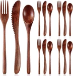12 Pcs Wooden Utensils Eating Spoon Fork Knife Cutlery Set Kitchen. Fixed Price $30.38.