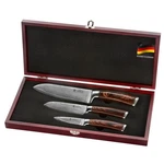Wakoli Edib 3-PIECE Damascus Kitchen Knife Set In Wooden Gift Box (VG10 Core). Fixed Price $189.76.