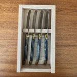 Jean Dubost Laguiole 4-PIECE Blue Cheese Spreader Knives Set Slide-top Box New. Fixed Price $60.00.