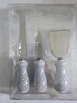 Cheese Blue Stainless Steel Porcelain Knife Server Set. Fixed Price $9.50.