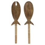 Boston International 11" Salad Server Set, Wood Fork & Spoon, Fish Design. Fixed Price $37.79.