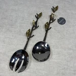 Demdaco Metal Twig Leaf Serving Spoon Fork Salads Set. Fixed Price $76.00.