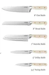 Carote Kitchen Knives, Stainless-steel Blades & Triple-rivet Cream Handle, New. Fixed Price $10.00.