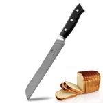 Damascus Kitchen Knife, 8 Inch Serrated Bread With Non-slip Wood Ergono.... Fixed Price $58.52.