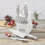 Cuisinart 15-PC Knife Set W/ Block White Ss Blades For Precise Cutting(open Box). Fixed Price $59.96.