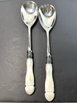 Southern Living Home 2 Piece Salad Serving Fork & Spoon Set Pearl White Handle. Fixed Price $21.00.