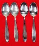 4X Teaspoons International Silver Cirque Stainless Glossy Flatware 6". Fixed Price $48.00.