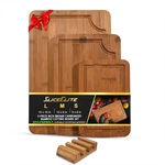 Sliceelite Rich Brown Carbonized Bamboo Cutting Board Set 3 Piece With Stand. Fixed Price $25.99.