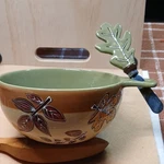 Bella Casa By Ganz Autumn Leaf Motif Ceramic Cheese Spreader & Serving Bowl Set. Fixed Price $11.00.