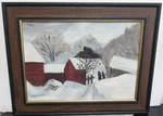 H. Dillman Snow Roof Tops Original Oil On Board Landscape Painting. Fixed Price $225.00.
