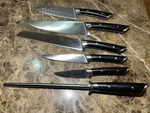 Cangshan Piece Knife Set Black No. 70125, 70088, 69907, 69921, 70453,SHARPENER. Fixed Price $47.96.