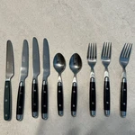 Black Cambridge Rivet Handle Stainless Flatware 9 Piece Set. Fixed Price $34.99.