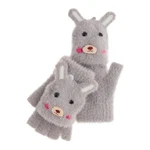 Nwt World Market Gray Bunny Eyelash Knit Convertible Gloves Mittens. Fixed Price $5.00.