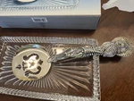 Silverplate Cranberry Server Turkey Handle Glass Tray Godinger Co New Wbx. Fixed Price $19.99.