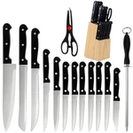 15 Piece Kitchen Knife Set With Wood Block Chef Cutlery Food Prep. Fixed Price $49.48.