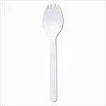 Plastic Tableware, Mediumweight, Fork/spoon Combo, 1000 Per Carton, White. Fixed Price $27.55.