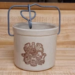 Vintage Stoneware Cheese Crock W/ Bail Handle Lid The Wine Cellar Decor. Fixed Price $13.49.