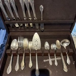 Vintage 1847 Rogers Bros Remembrance Silverplate Flatware Set W/ Box 31 Pieces. Fixed Price $65.00.