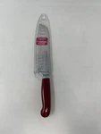 Hampton Forge Signature Red Rorik 7" Santoku Knife With Clear Blade Guard. Fixed Price $14.99.