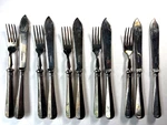James Dixon Silverplate A1 Fish Forks Knives 10 Pieces Flatware Utensils. Fixed Price $30.00.