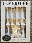 Cambridge Casuals Stainless 20 Piece Flatware Set Lucite Gold Glitter Handles. Fixed Price $39.99.