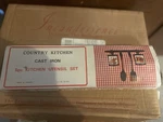 Vintage"country Kitchen" 5 Pc. Cast Iron Utensil Set New Box. Fixed Price $35.00.