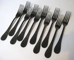 Herdmar Flatware Betty Black Finish Baroque Etch 18/10STEEL Ten Dinner Forks New. Fixed Price $49.99.