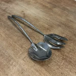 Michael Aram Hammered Metal Salad Server Set Fork & Spoon Silver Used. Fixed Price $43.60.