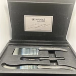 Laguiole Black Collection 3 Piece Cheese Knife Set W/ Slate Cutting New. Fixed Price $34.96.