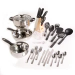 Gibson Total Kitchen Lybra 32-PIECE Cookware Combo Set. Fixed Price $72.46.