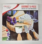 Gourmet 5 Piece Cheese Set & Cutting Board * Grande Chef Swivel Great Gift. Fixed Price $22.00.