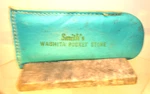 Vintage Washita Knife Sharpening Stone Smiths Pocket W/ Leather Sheath. Fixed Price $12.00.