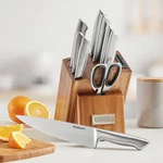 Cuisinart German Steel 10-PIECE Knife Block Set With Built-in Sharpener. Fixed Price $129.99.