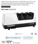 Chef's Choice Professional Electric Knife Sharpeners For 15- And 20-DEGREE. Fixed Price $129.00.