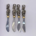 Vintage Arthur Court Grape, Set Of 4 Cheese Spreader, Butter Knife. Fixed Price $10.00.
