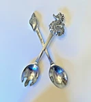 Coastal Salad Fork & Spoon Serving Set Sea Horse Shell Beach Nautical Utensils. Fixed Price $16.95.