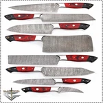 G16RED- Professional Kitchen Knives Custom Made Damascus Steel Pcs. Fixed Price $162.87.